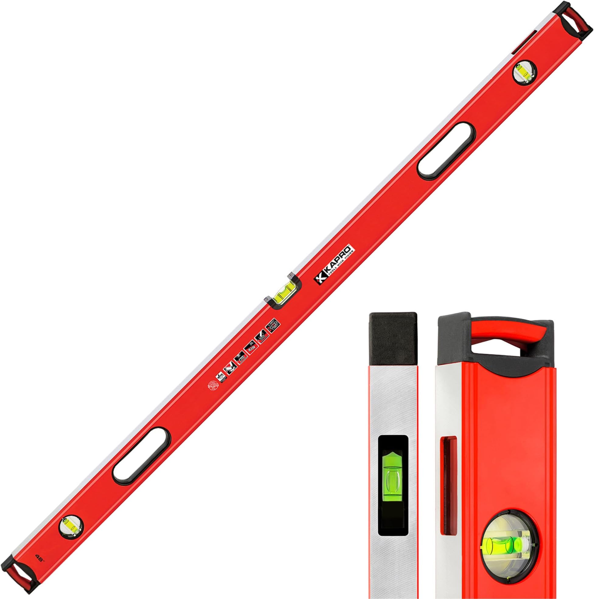 985-41X Apollo Heavy-Duty Professional Box Level - Features Magnified Vials and Dual-View Plumb Site - VPA Tested - 48 Inch
