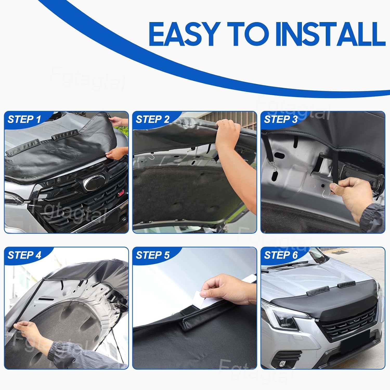 Front Hood Shields Cover Compatible with Subaru Forester 2019-2024, Car Hood Protector Bra Leather Front Hood Half Cover Protector Accessories