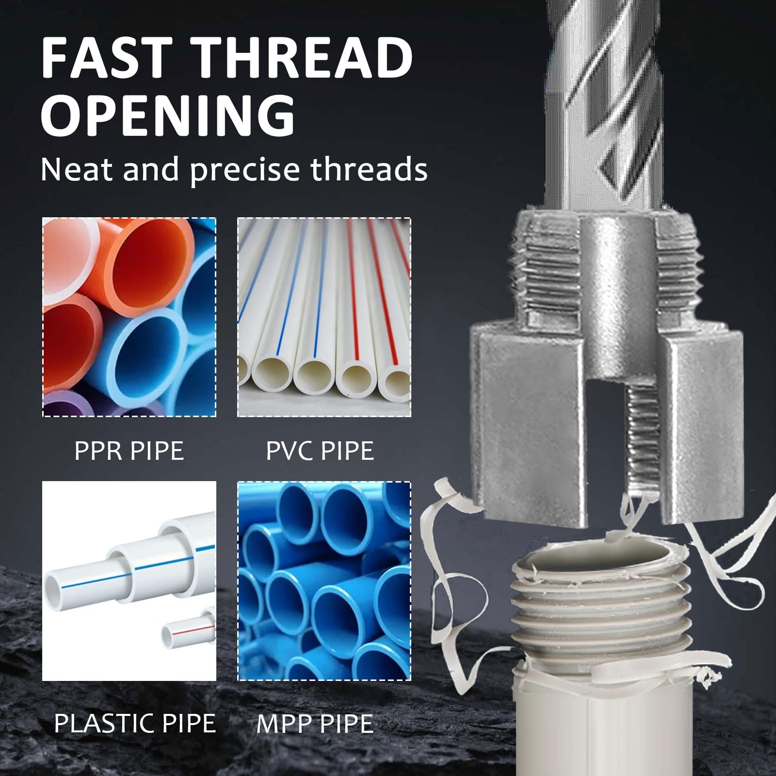 10 Pcs Filiera Per Filettatura, Filettatrice Per Tubi Idraulici Per Trapani Elettrici, Kit Filettatura Maschio E Femmina,Filettatrice Manuale,Maschi Per Filettatura, Utensile Per Filettare Tubi Pvc
