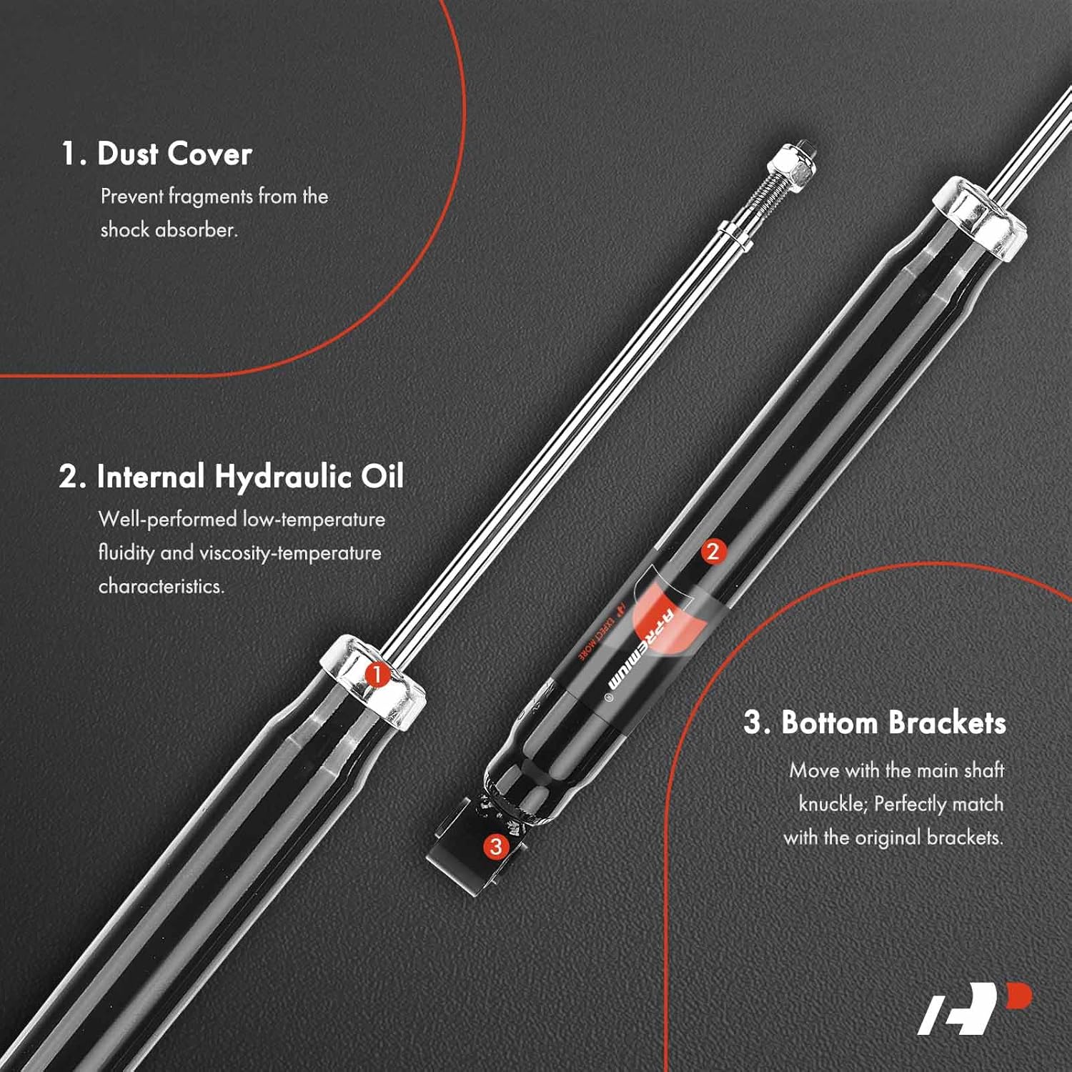 A-Premium Rear Suspension Shock Absorber Compatible with Hyundai Azera 2006-2007, Sonata 2006-2008 & Kia Amanti 2007-2009, 2-PC Set