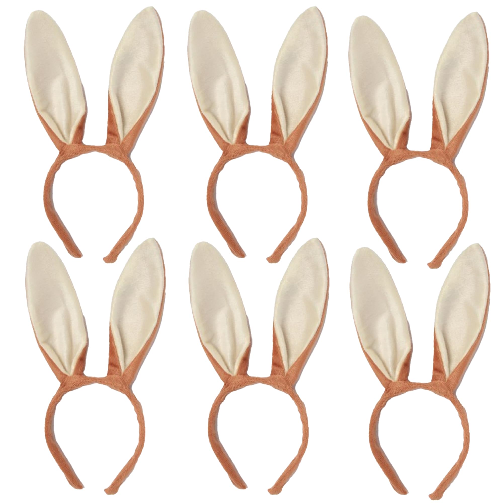 FUN FABLES Bendable Rabbit Ears Headband – Fluffy Bunny Ears for Adults – Easter, Fancy Dress, Cosplay & Animal Costume Accessory (6, Brown, One Size)