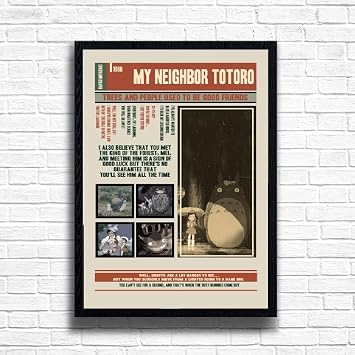My Neighbor Totoro Movie Poster Art Print   Studio Ghibli Anime Wall Decor   Vintage Japanese Animation Designer Artwork with Framed & Unframed Options A4 Framed Black