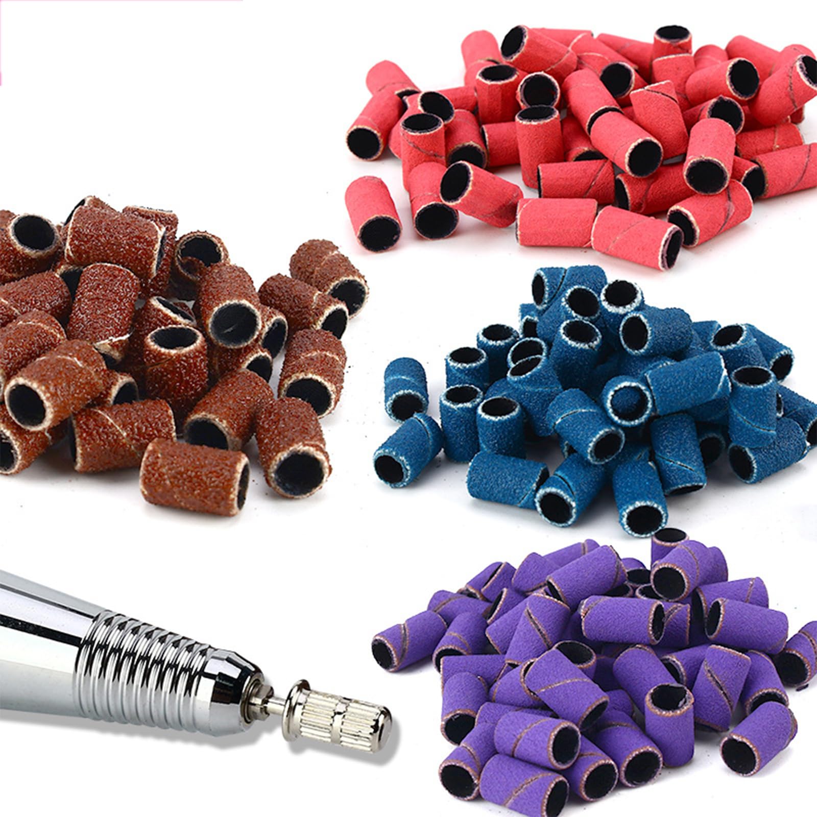 80/120/180/240 Grit Machine Drill Bits Sanding Bands Set for Drill File Acrylic Nails Gel Removing