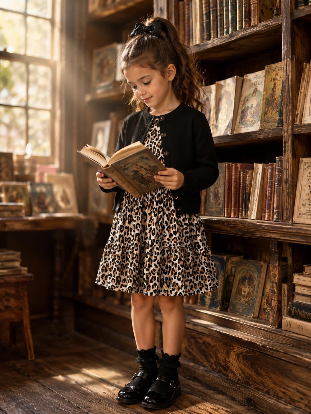 Girl Dresses Straps Flower Dress Fall Cardigan 2 Piece Outfits