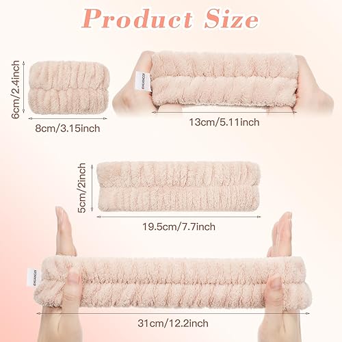 Miniatura 2 de Juego de 9 diademas reutilizables de spa, para lavado de la cara, incluye 3 diademas de microfibra, 6 muñequeras para mujeres y niñas, evita que el