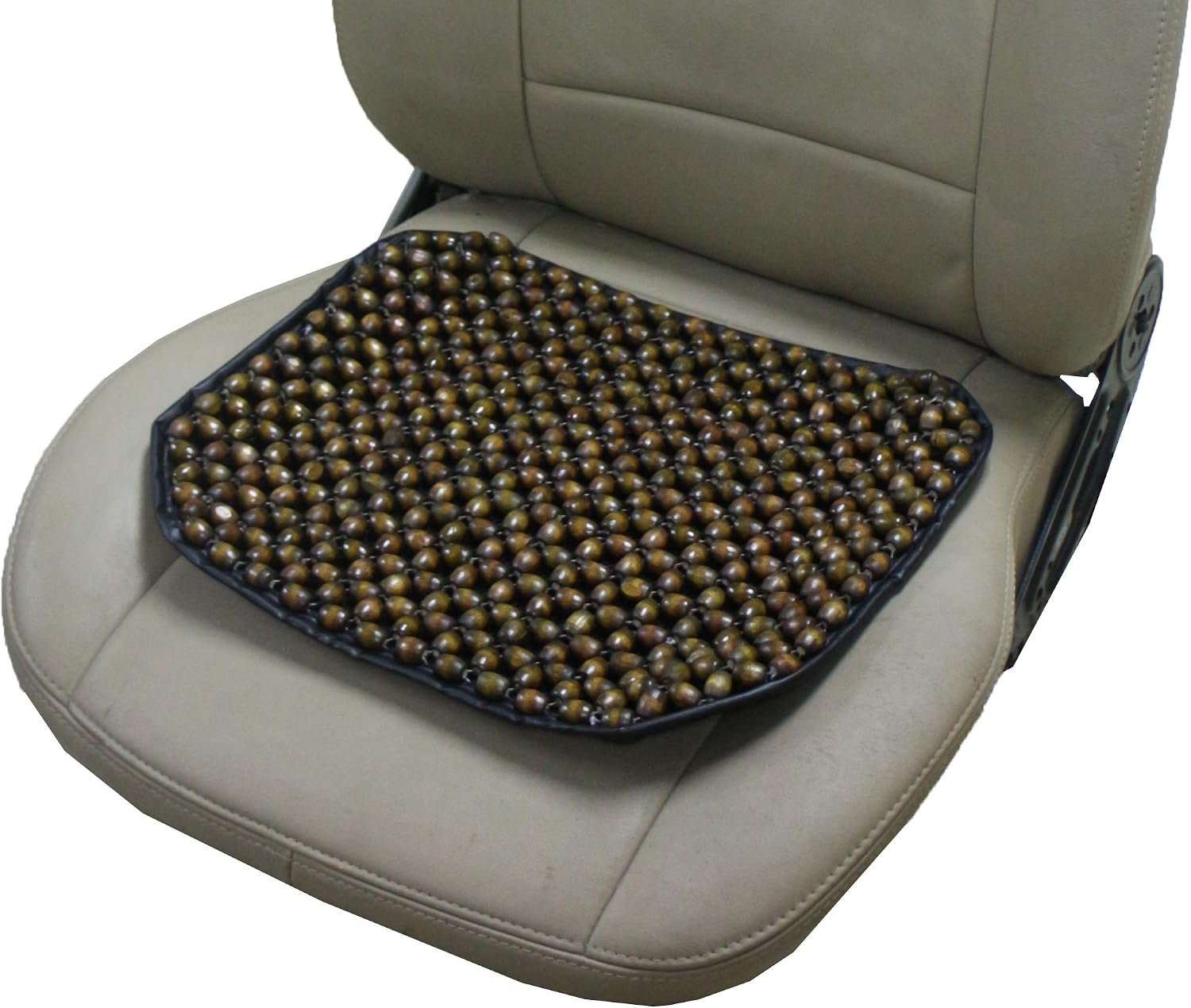 SW-7100 Portable Buttdy Wooden Beaded Massaging Air Ventilation Seat Cover, Removable Velour Cover, Suitable for Travel, Trip, Flight, Car, Motorcycle, Grey - 16.7” x 14.0” / 42.5 x 35.5 cm