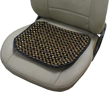 SW-7100 Portable Buttdy Wooden Beaded Massaging Air Ventilation Seat Cover, Removable Velour Cover, Suitable for Travel, Trip, Flight, Car, Motorcycle, Grey - 16.7 x 14.0 / 42.5 x 35.5 cm