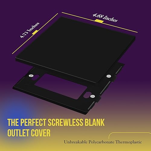 Miniatura 3 de ENERLITES Placa de pared doble en blanco sin tornillos, segura para niños, cubierta de salida de dispositivo en blanco de dos bandas, tamaño