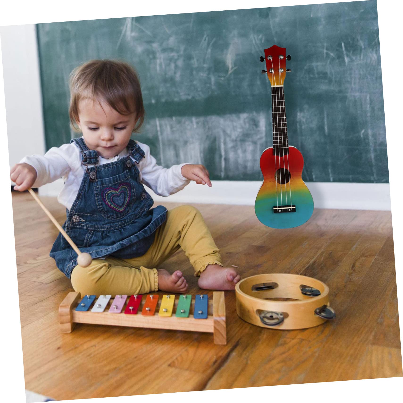 minkissy 21 Zoll Regenbogen Ukulele Satz für Anfänger Handgefertigte Akustik Gitarre mit Rucksack Leicht und Tragbar Musikinstrument für Kinder und Erwachsene