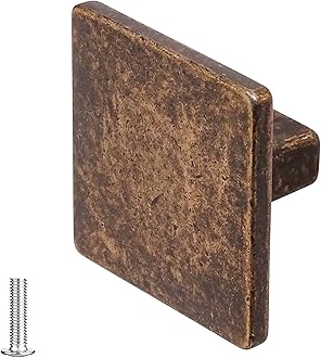 Decoranddecor Calla Square Cabinet Knob Door Pull Handle Kitchen Cupboard Furniture Drawer (1 Pack, Antique Copper)