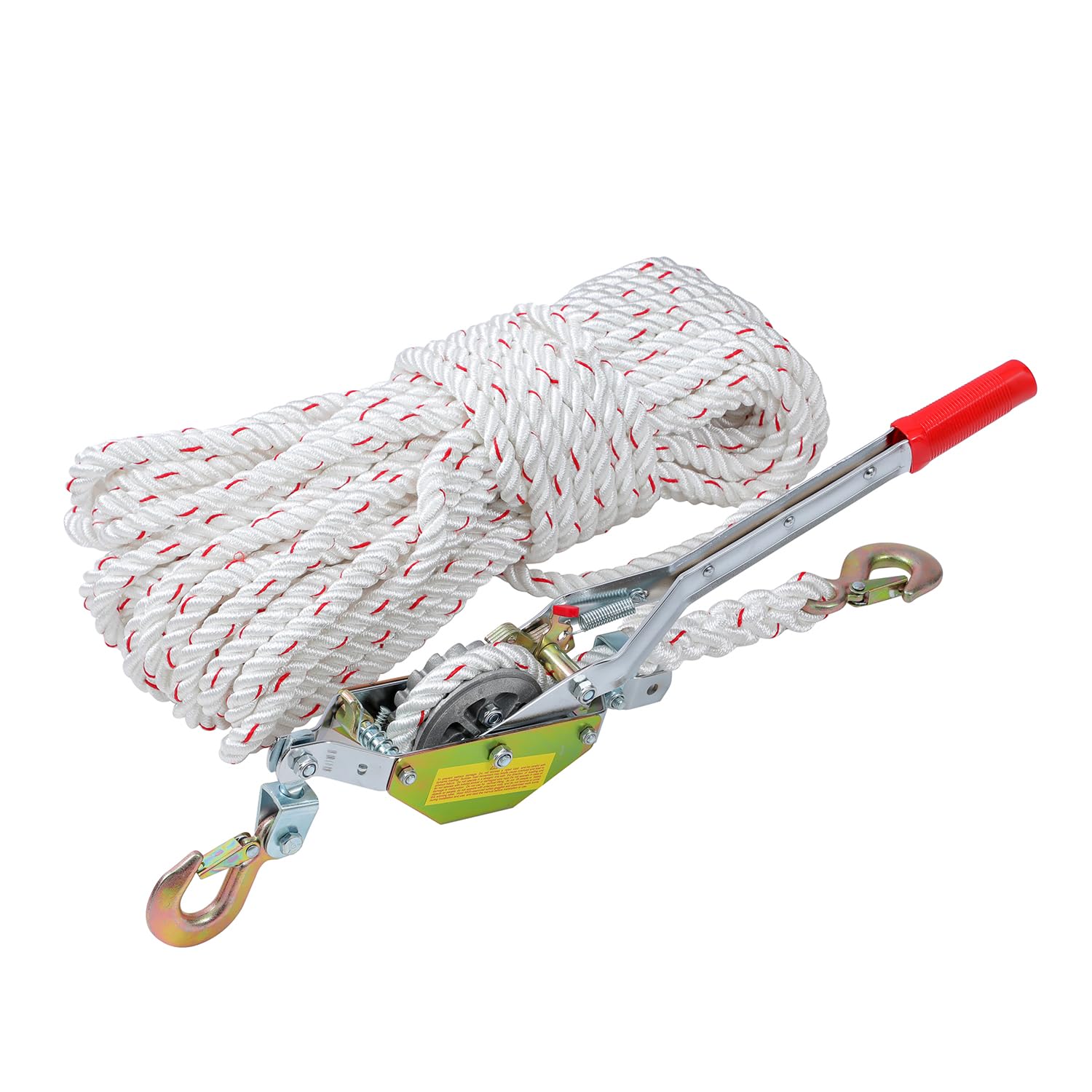 KATSU Tools Tirante a Corda con Cricchetto Pesante, Capacità 3/4 Ton, Corda 30m x 15mm, 2 Ganci in Acciaio, Verricello per Barche, Rimorchi, Tronchi e Abbattimento Alberi