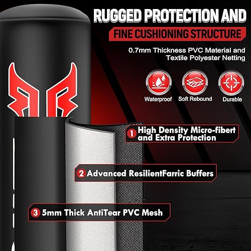 Miniatura 2 de Saco de boxeo de pie para adultos, bolsa pesada con soporte de boxeo equipo de entrenamiento con guantes de MMA y bomba, material de grosor de 0.028