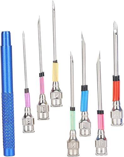 Miniatura 4 de Juego de agujas de punzón, kit de costura de acero con mango para coser 7 tamaños de punto de cruz, kit de bordado, bolígrafo de bordado, punzón de