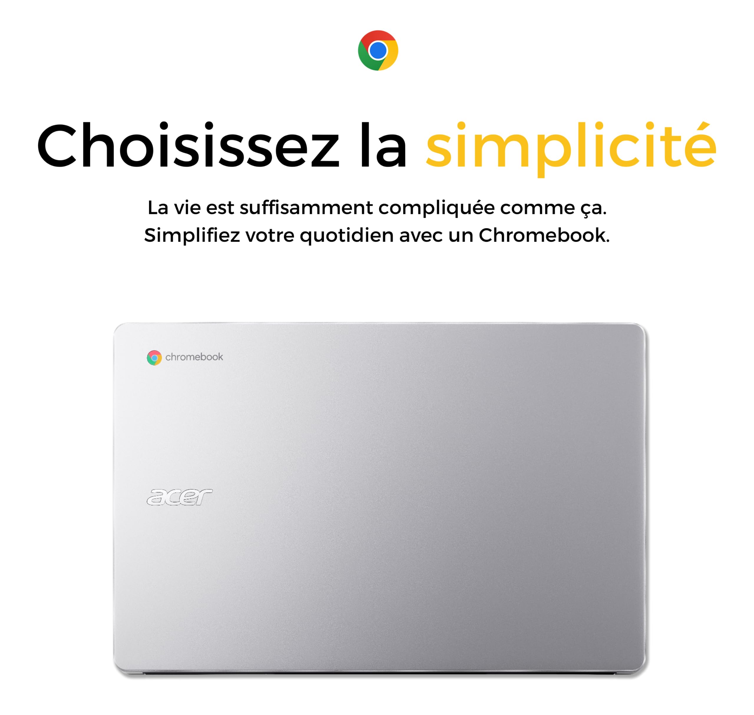 Acer Chromebook 315 CB315-4HT-C5B3, Ordinateur Portable Tactile 15,6'' Full HD IPS, PC Portable (Intel Celeron N4500, RAM 4 Go, 128 Go eMMC, UHD Graphics, Chrome OS), Laptop Gris, Clavier AZERTY