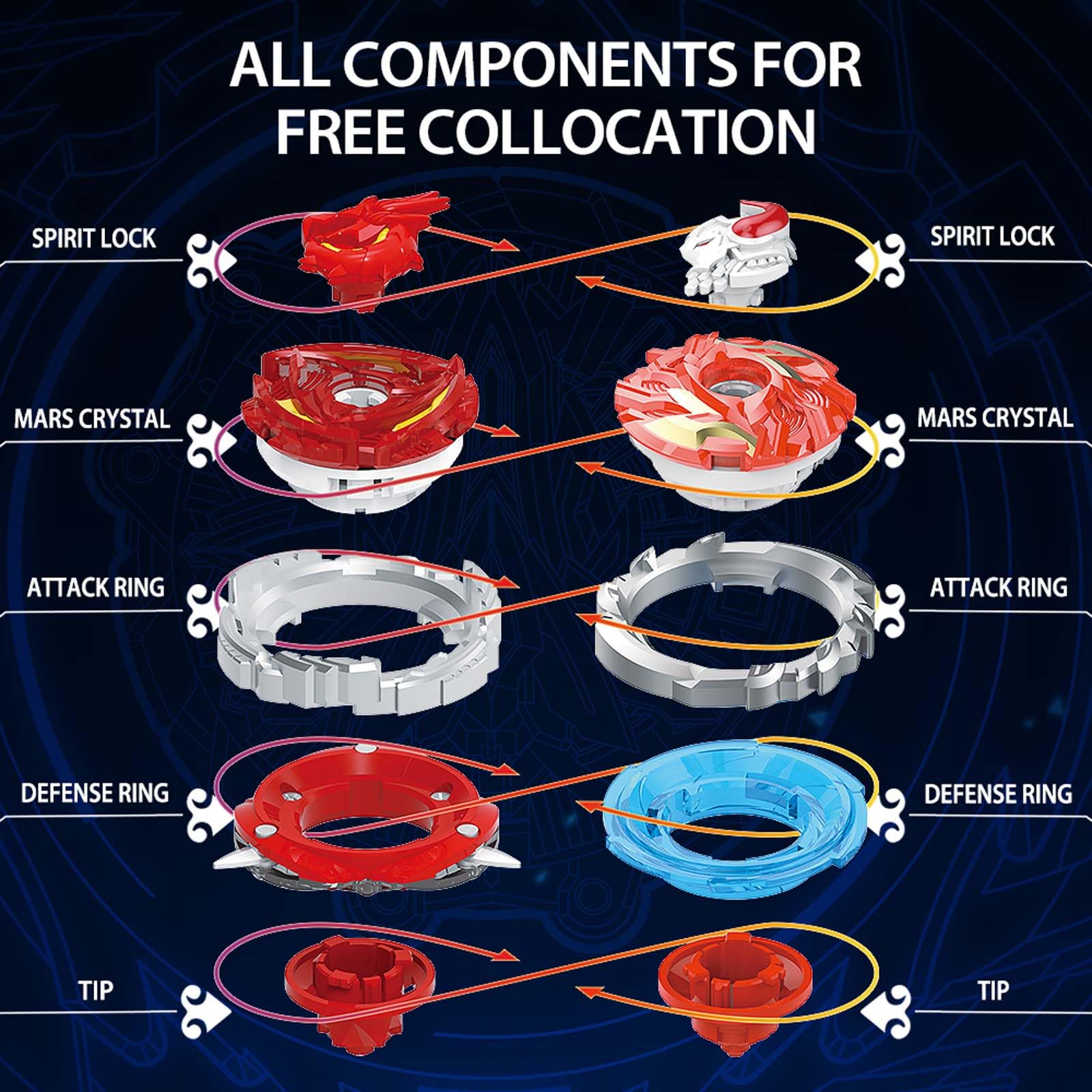 INFINITY NADO Peonza para Niños de Juguete de Metal, Peonzas con Lanzador Magnético Fiery Dragon, Juguetes para Niños Niñas 5 6 7 8 9 10 11 12 Años,Deep Red