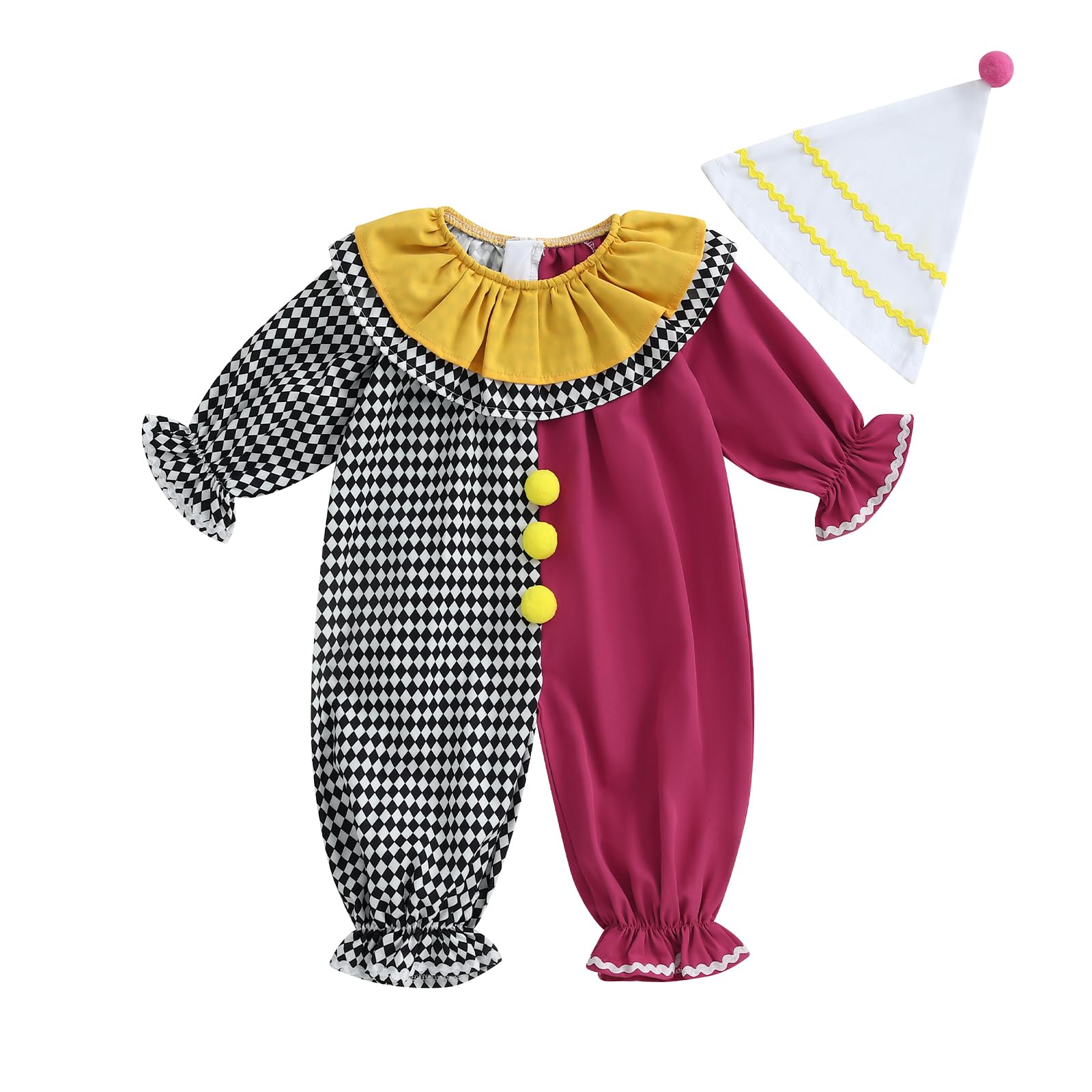 Nsywmzy Baby Girls Clown Outfit Halloween Long Sleeve Romper Dress