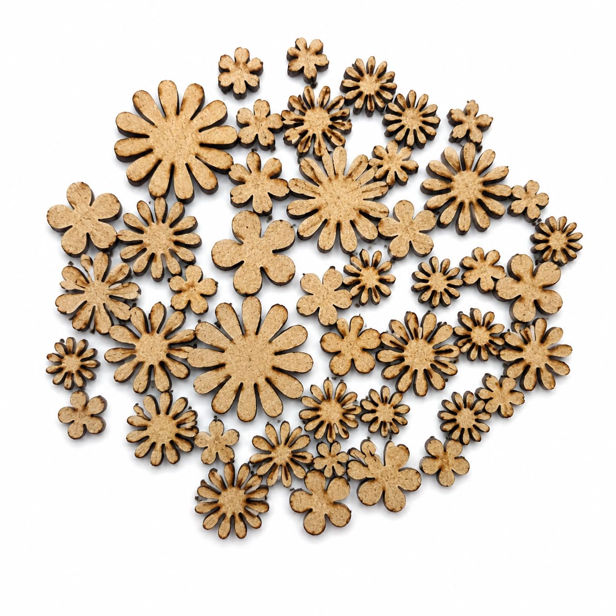 SKPartcraft Tiny MDF Flower Cutouts for Craft, Scrapbooking & Decor | Tiny MDF flower embellishments for scrapbooking, gift packing, DIY crafts, card making and decorative projects.-image-39
