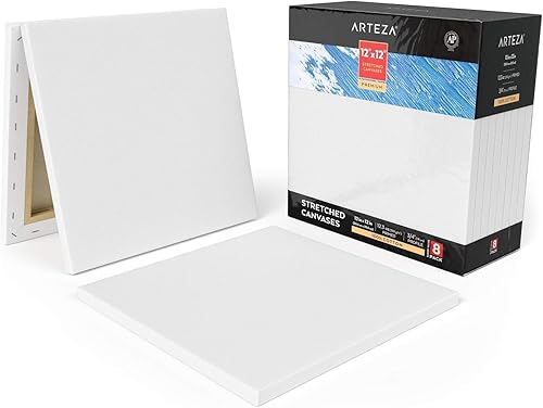 Miniatura 18 de Arteza Lienzo estirado de 8x10, 100% algodón (Juego de 12)