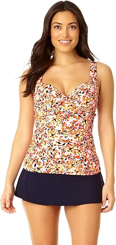 Anne Cole Top tankini bandeau con nudo frontal con giro en vivo