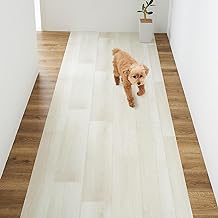 Glam Style Pet Mat, Waterproof, Corridor Mat, Cushion Floor, Wood Grain Rug Mat, Sheet, Carpet, Antibacterial, Deodorizing, 31.5 x 118.1 inches (80 x 300 cm), White, Animo