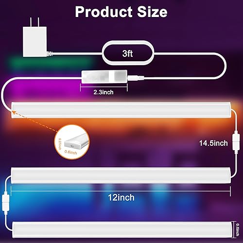 Miniatura 6 de maylit - Tira de luces multicolor superbrillantes y delgadas para debajo de encimera o gabinete de cocina, regulables, superdelgada y enchufe para