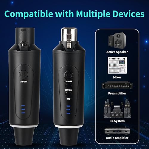 Miniatura 3 de Horse Sistema de micrófono inalámbrico XLR, transmisor inalámbrico de guitarra receptor enchufable para micrófonos de condensador dinámicos y de 48