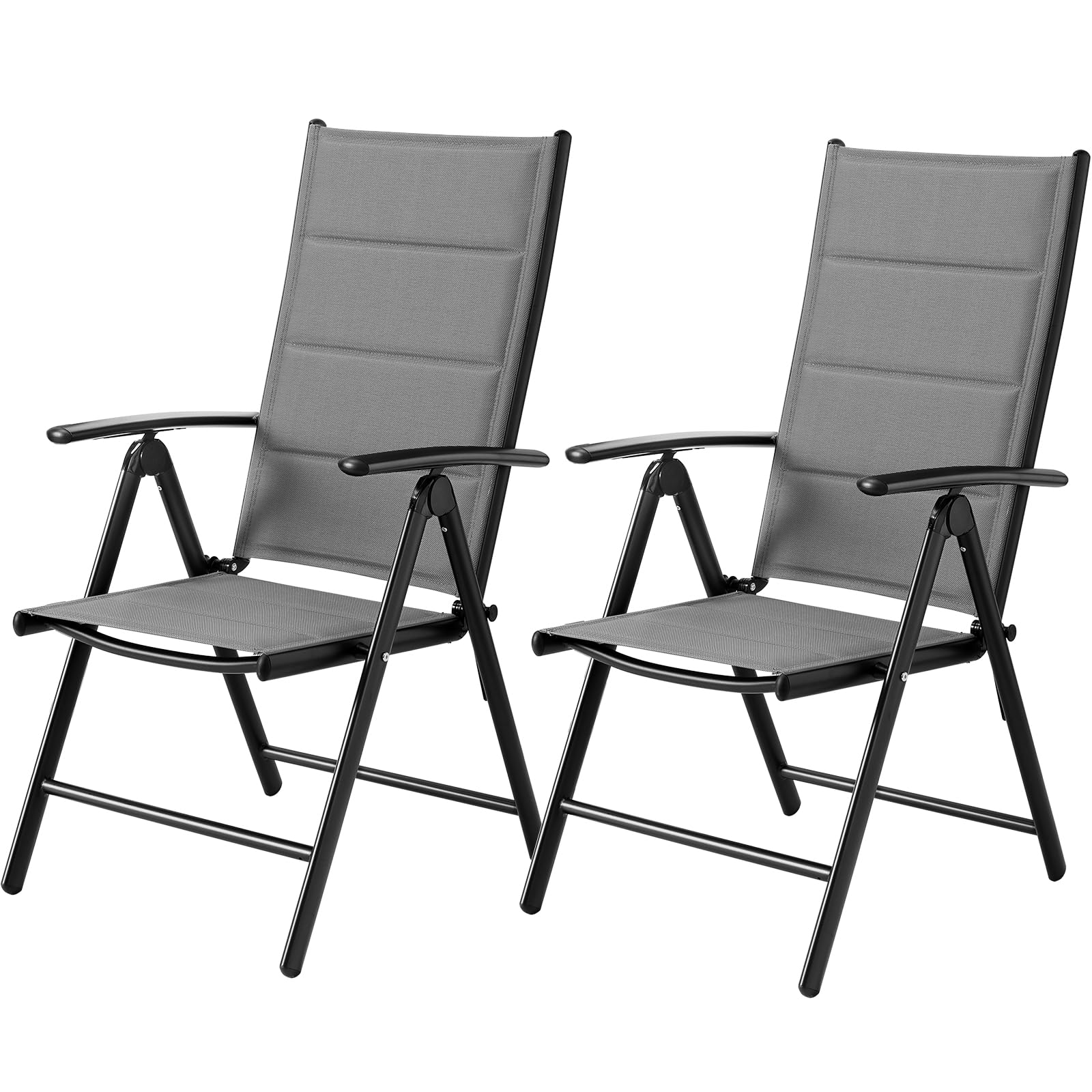 Clevich Gartenstuhl Alu 2er Set, Klappstuhl, 7-Fach Verstellbar, Maximale Belastbarkeit 120 kg, Wasserdicht, Geeignet Für Balkon, Camping,Garten, Hochwertiger Outdoor Klappstuhl (grau)