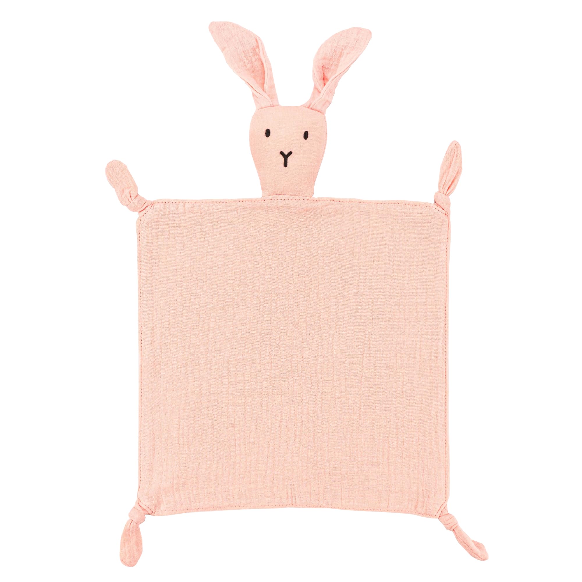 ZIGJOY Baby Comforter Blanket Muslin Cotton Security Blanket Bunny Lovey Boy Girl Unisex Soft Baby Gift for Infant Newborn Toddler, Pink