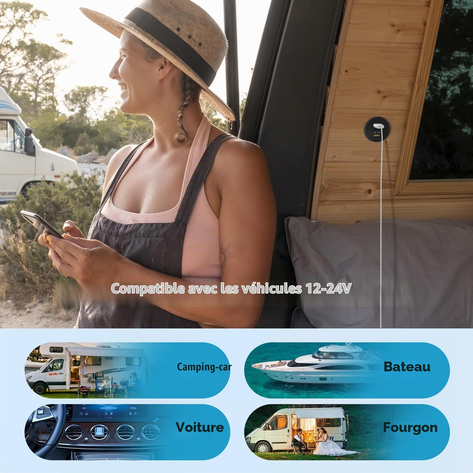 acegoo Prise USB 12V 100W PD3.0 et 18W QC, Camping-Car Voiture Aluminium Ordinateurs Portables USB-C Chargeur, Charge Rapide pour Bateau Marine Camion Caravane (2 pièces)