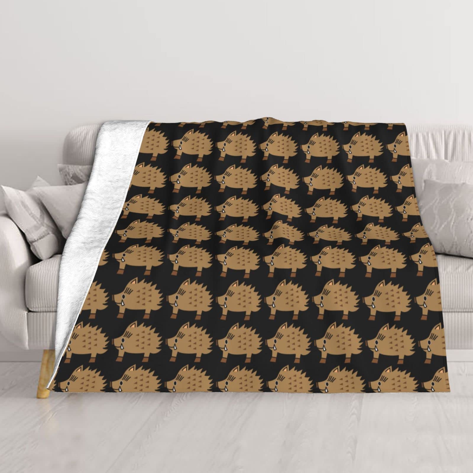 Couverture en peluche lit et canapé, plaid sanglier doux 152 x 127 cm