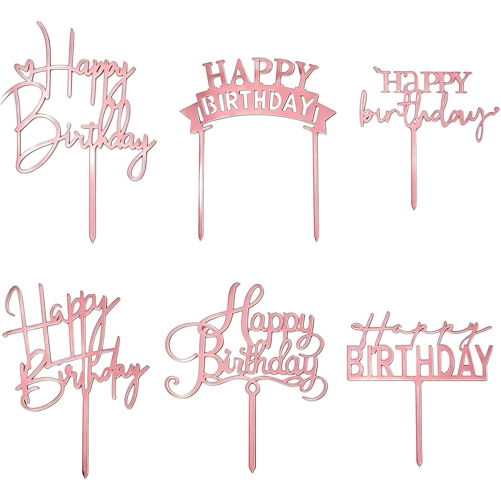 Gold Birthday Cake Toppers - 6 Pack -11 Gold Birthday Cake Toppers - 6 Pack -11