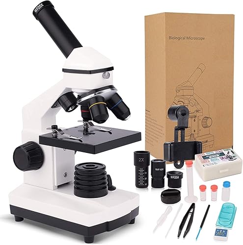 Miniatura 7 de Microscopio, microscopio monocular compuesto 40X-2000X para niños, adultos y estudiantes, educación de ciencia biológica de precisión con kits