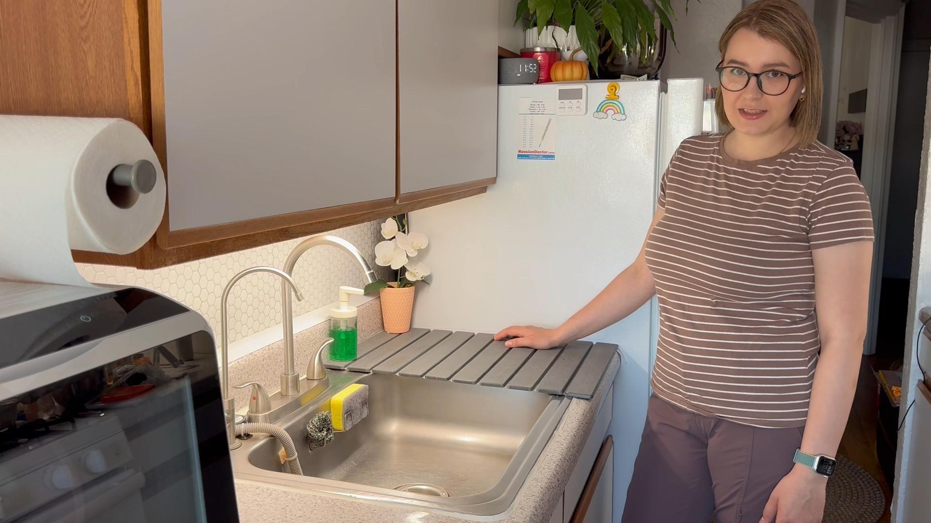 Grote kraanmat voor keukengootsteen - stenen droogmat voor keukenblad, diatomiet sneldrogende stenen gootsteenlade, super absorberend, stijlvolle decoratie en beschermer voor badkamer (donkergrijs Grote kraanmat voor keukengootsteen - stenen droogmat voor keukenblad, diatomiet sneldrogende stenen gootsteenlade, super absorberend, stijlvolle decoratie en beschermer voor badkamer (donkergrijs