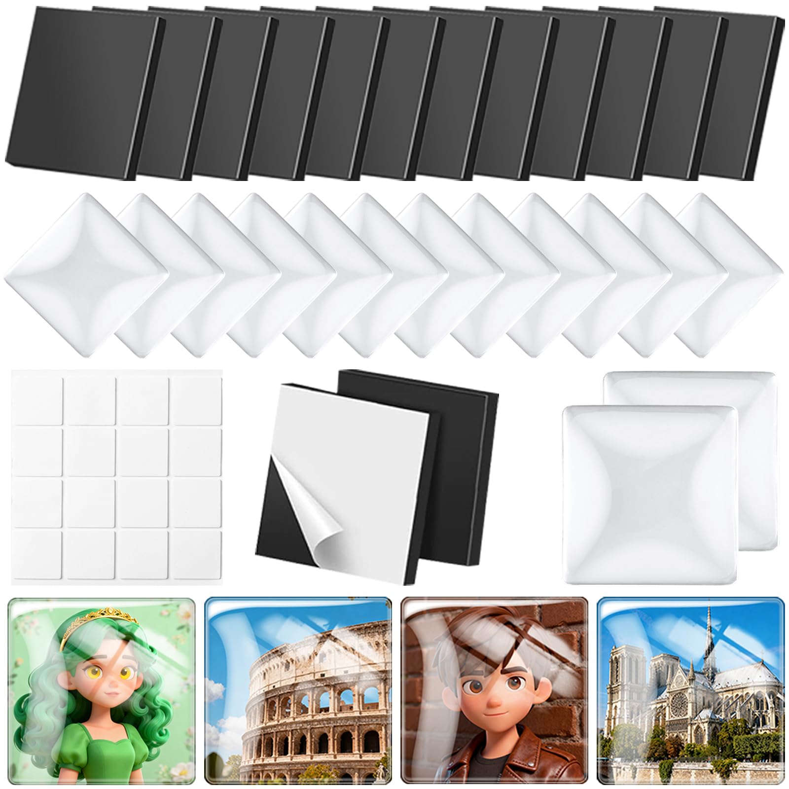 Photo 1 of Aertiavty 72 Pcs Fridge Magnets Making Kit, 2 Inch Glass Magnets for Refrigerator, Locker, Whiteboard, Office, Kitchen, Decorative Magnet (36 Square Magnet+36 Glass+Clear Adhesive Dots)