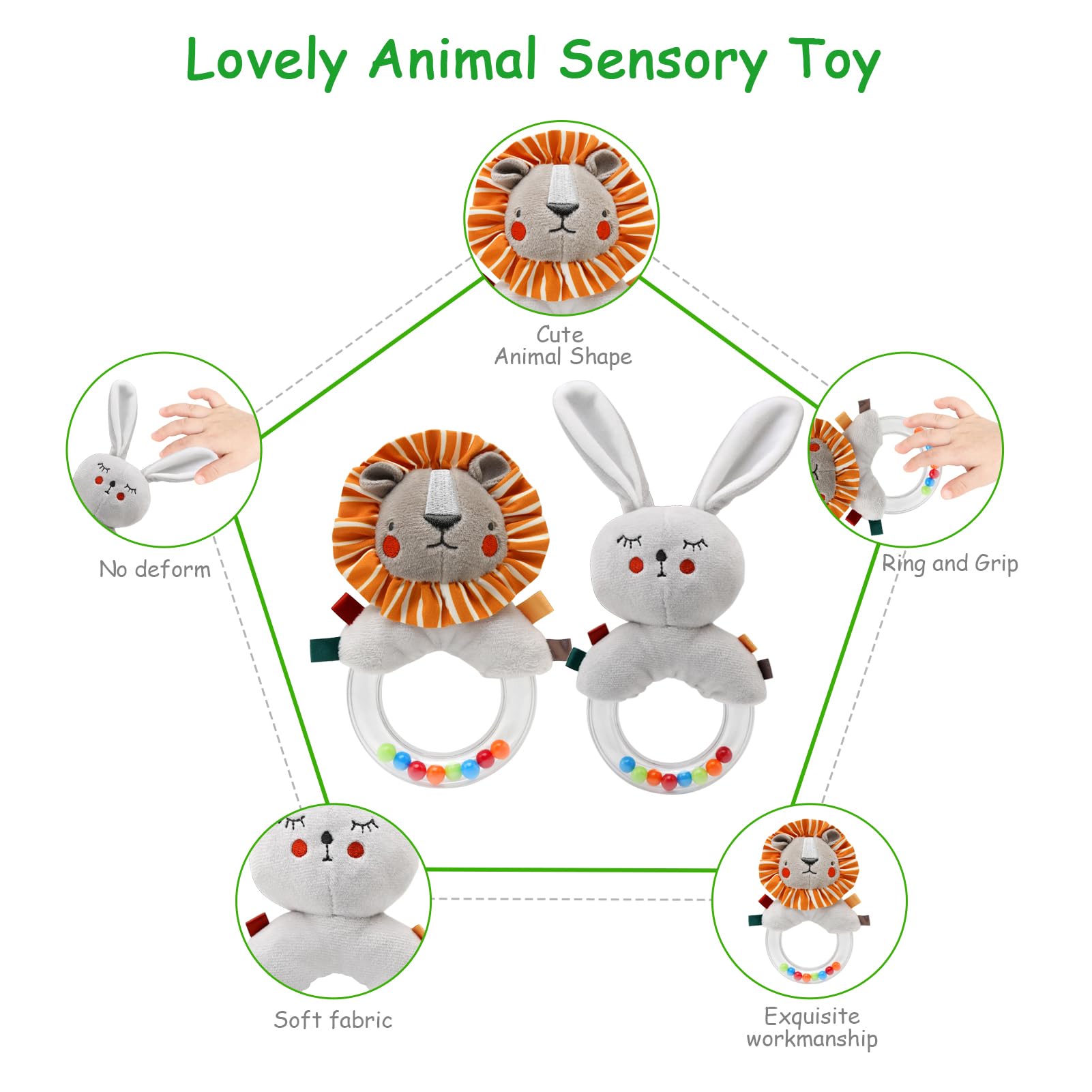 Hape Set Sonagli sepre in piedi | Trio Aniali arini con ventosa per babini dagli 8 esi in