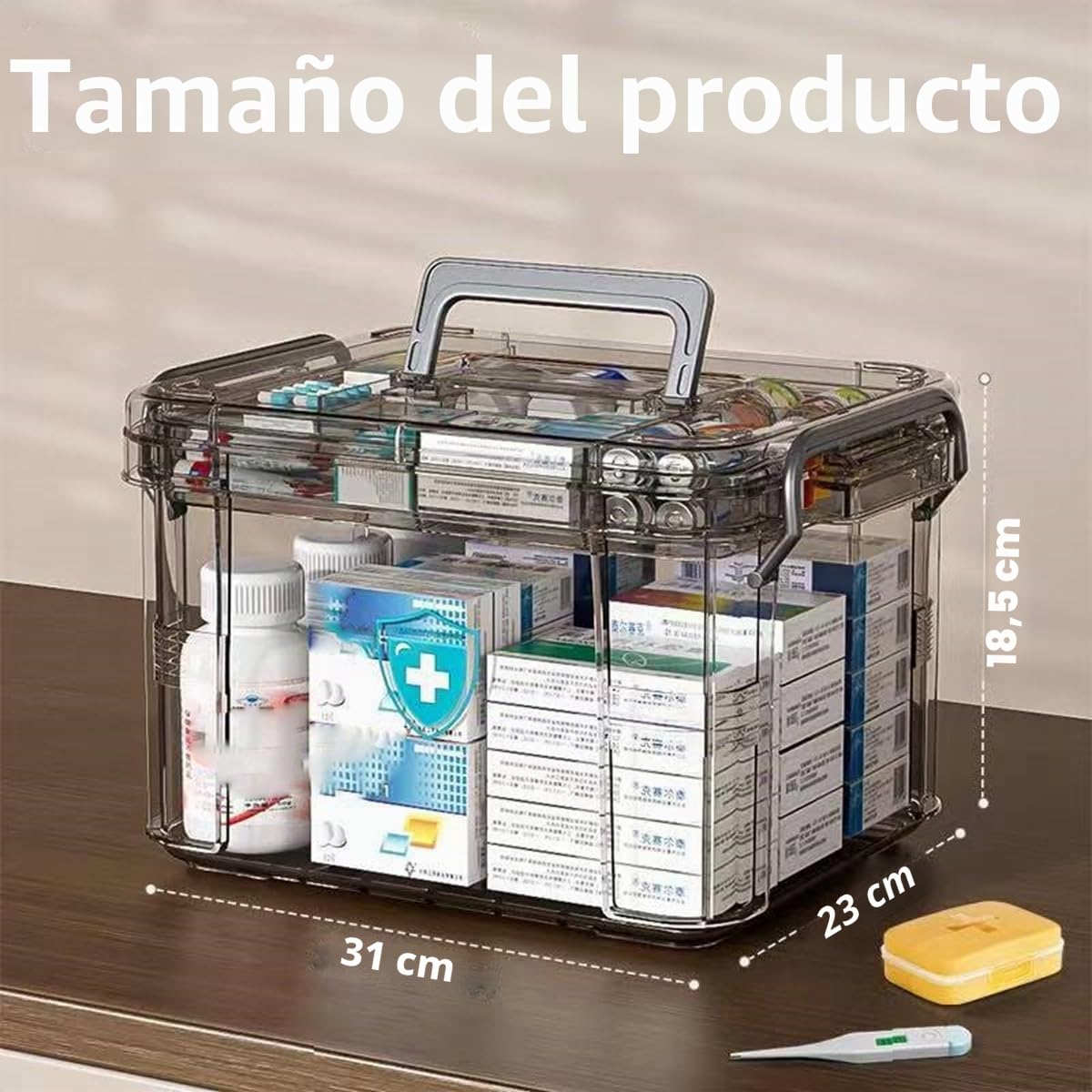 Organizador de medicamentos portátil 2 niveles Caja para medicina