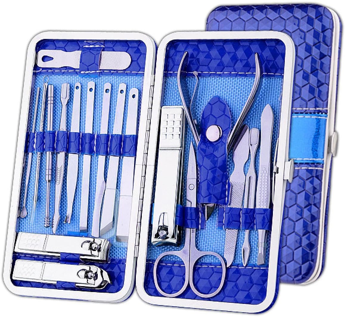 Nail Art Set, Nail Clipper Pedicure Kit, 18 Pieces Stainless Steel Nail Kit, Professional Beauty Kit, Nail Care Tools with Luxury Travel Bag