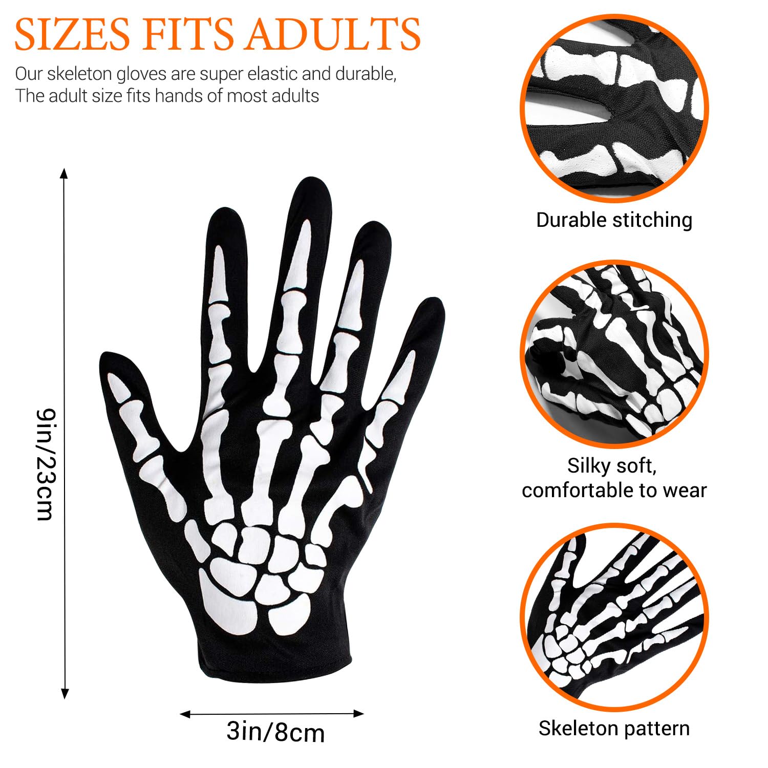 LARDEMOTO Halloween Costume Gloves Full Finger Scary Gloves for Halloween Cosplay Costume Accessories for Men Women