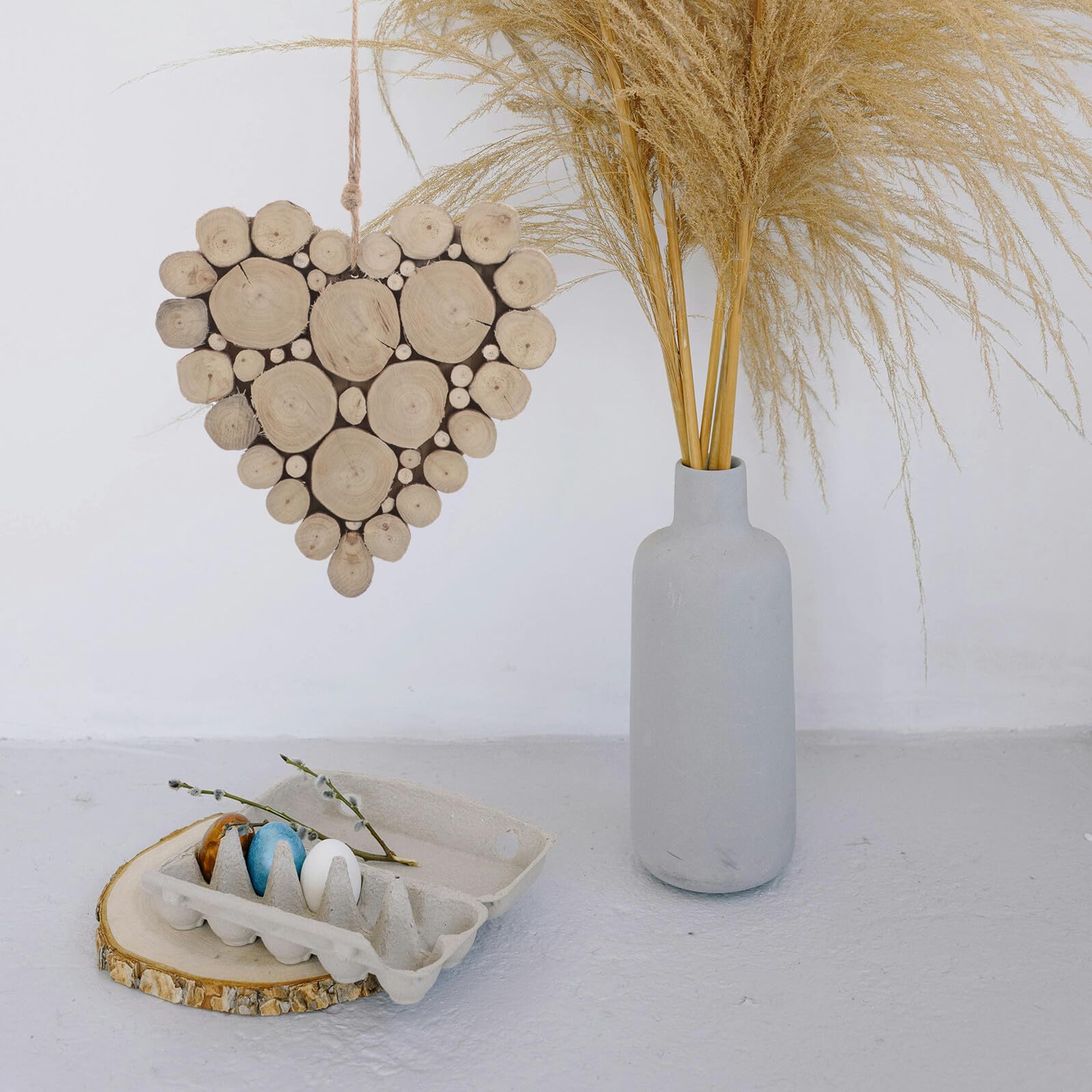 TOYANDONA Adorno Colgante de Madera Maciza en Forma de Corazón 20 CM para Decoración Rústica de San Valentín Obsequio Romántico para Mesa Pared y Fiesta de Compromiso