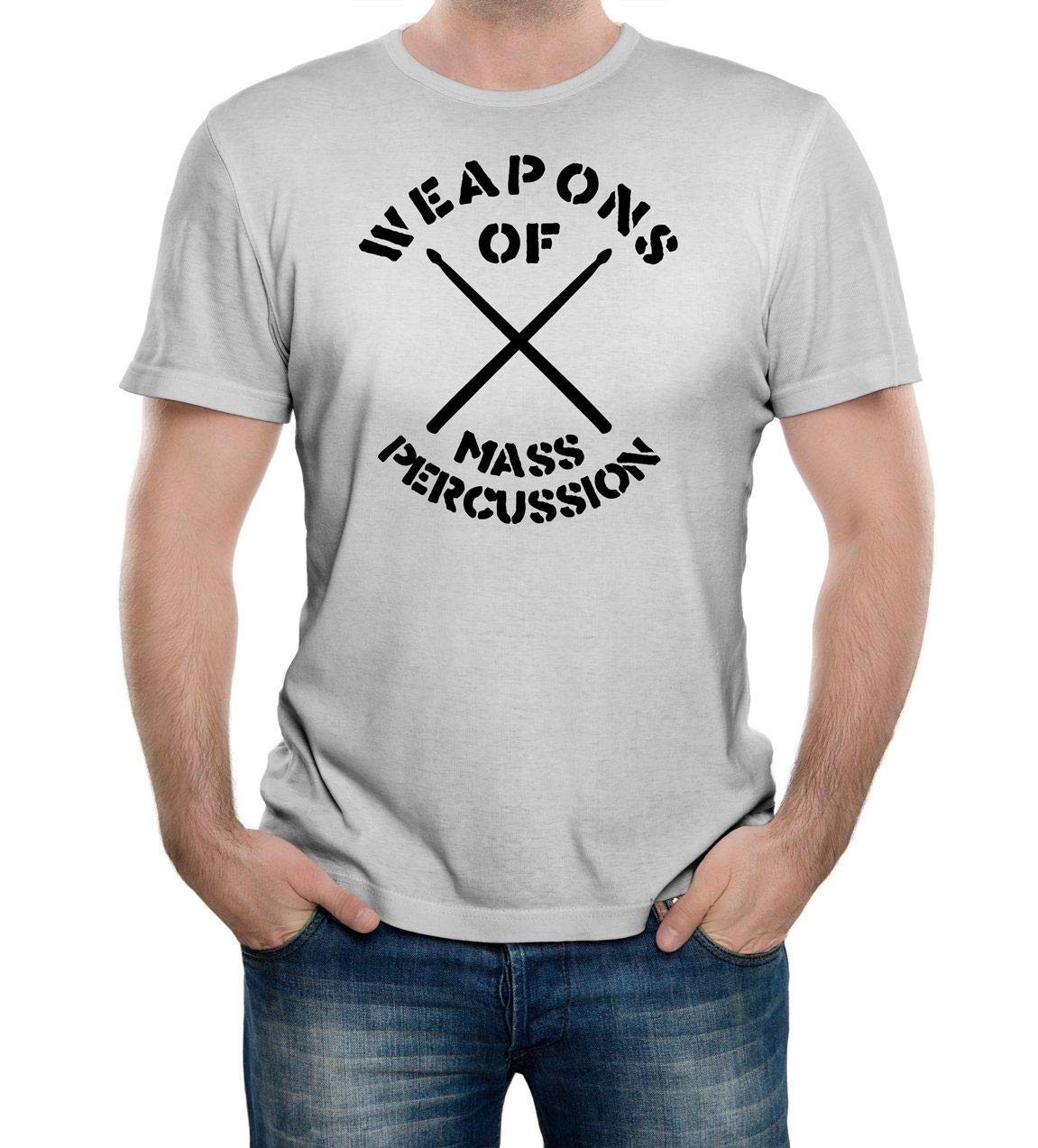 Reality Glitch Men's Weapons of Mass Percussion Funny Cool Drummer or Musician Gift T-Shirt (XX-Large, Grey)