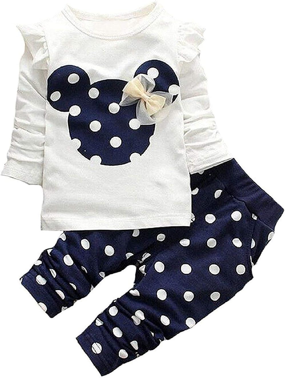WHBFRGBaby Girl Clothes, 3 Pieces Long Sleeved Cute Toddler Infant Outfits Kids Tops and Pants Set