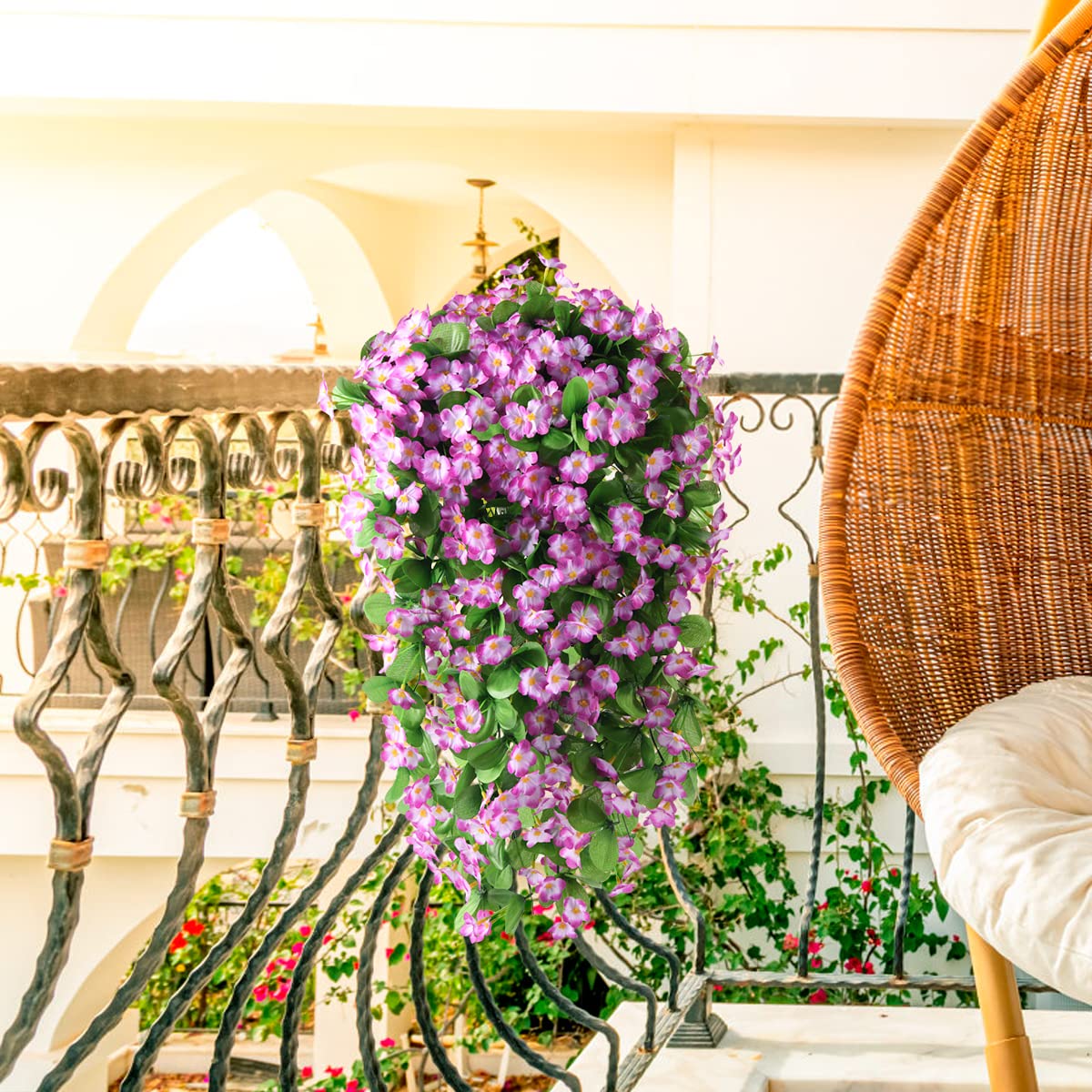ANGUOEY Mazzo di Orchidee Artificiali sospese, 2 Pezzi di Corde di Fiori di cespuglio Artificiali Lunghi, riutilizzabili da Parete Lunghi Fiori di cespuglio da Appendere per Decorazioni da Giardino