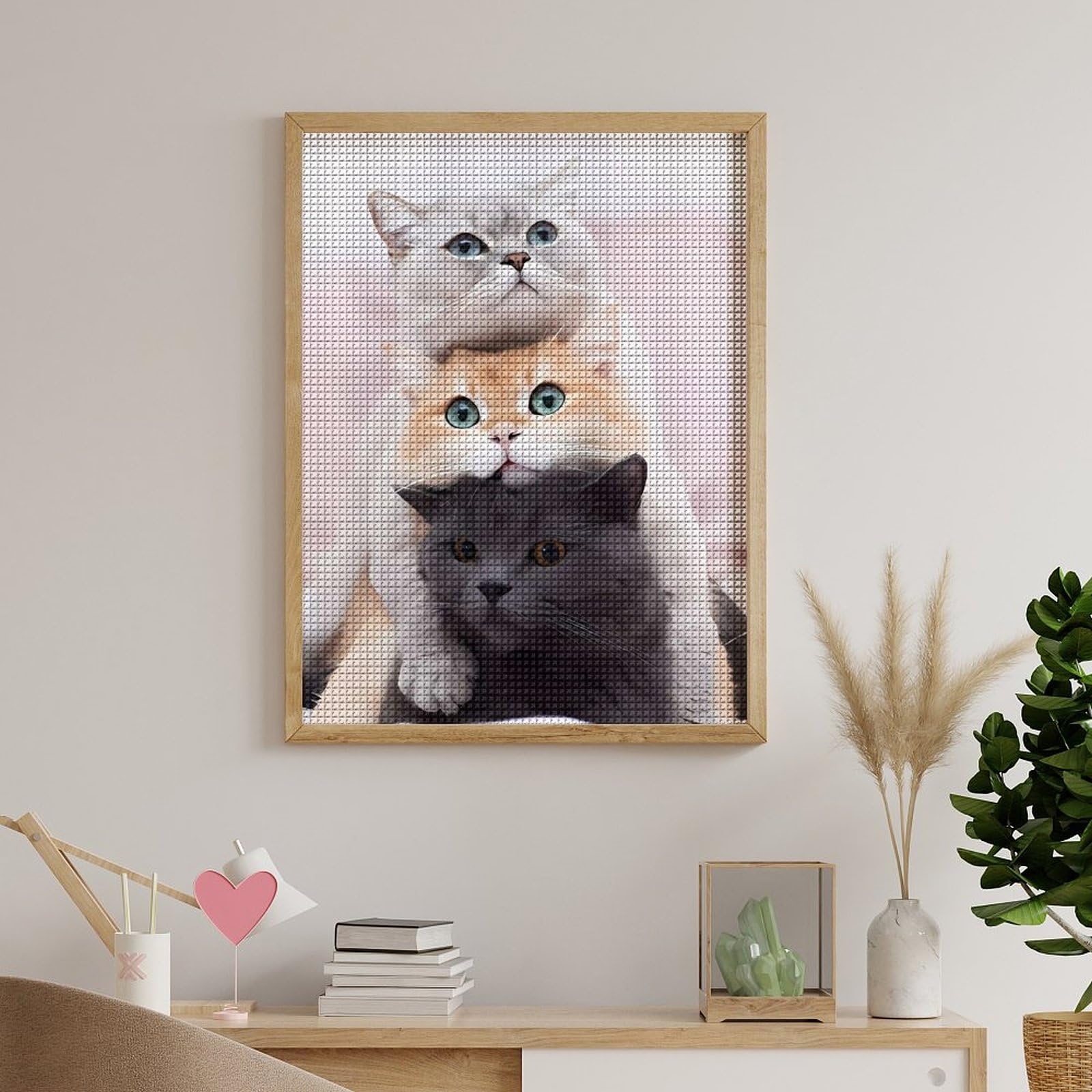MXJSUA 5D Diamant Schilderij Kits, DIY Diamant Schilderij Volledige Kits Kunst Ronde Boor Set voor Volwassenen, Edelsteen Schilderij Kit Huiswand Decor Paars Kat (30 * 40cm