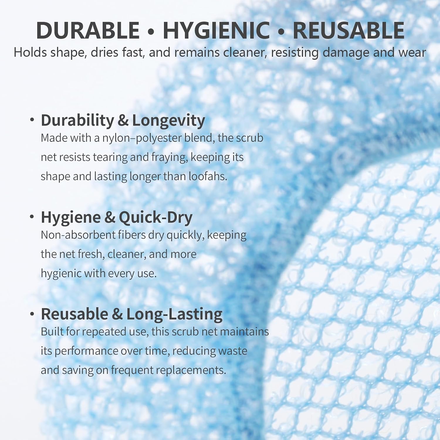 Silicone Body Scrubber and Scrub Net Set, BEAUTAIL 4 Pack for Rich Lather image 3