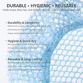 Silicone Body Scrubber & Scrub Nets, BEAUTAIL 4 Pack - Rich Foam and Exfoliation with Gentle Brush or Firmer Net Options - Hygienic, Durable, Easy to Clean - 2 Brushes (Black+Blue), 2 Nets (Gray+Blue)