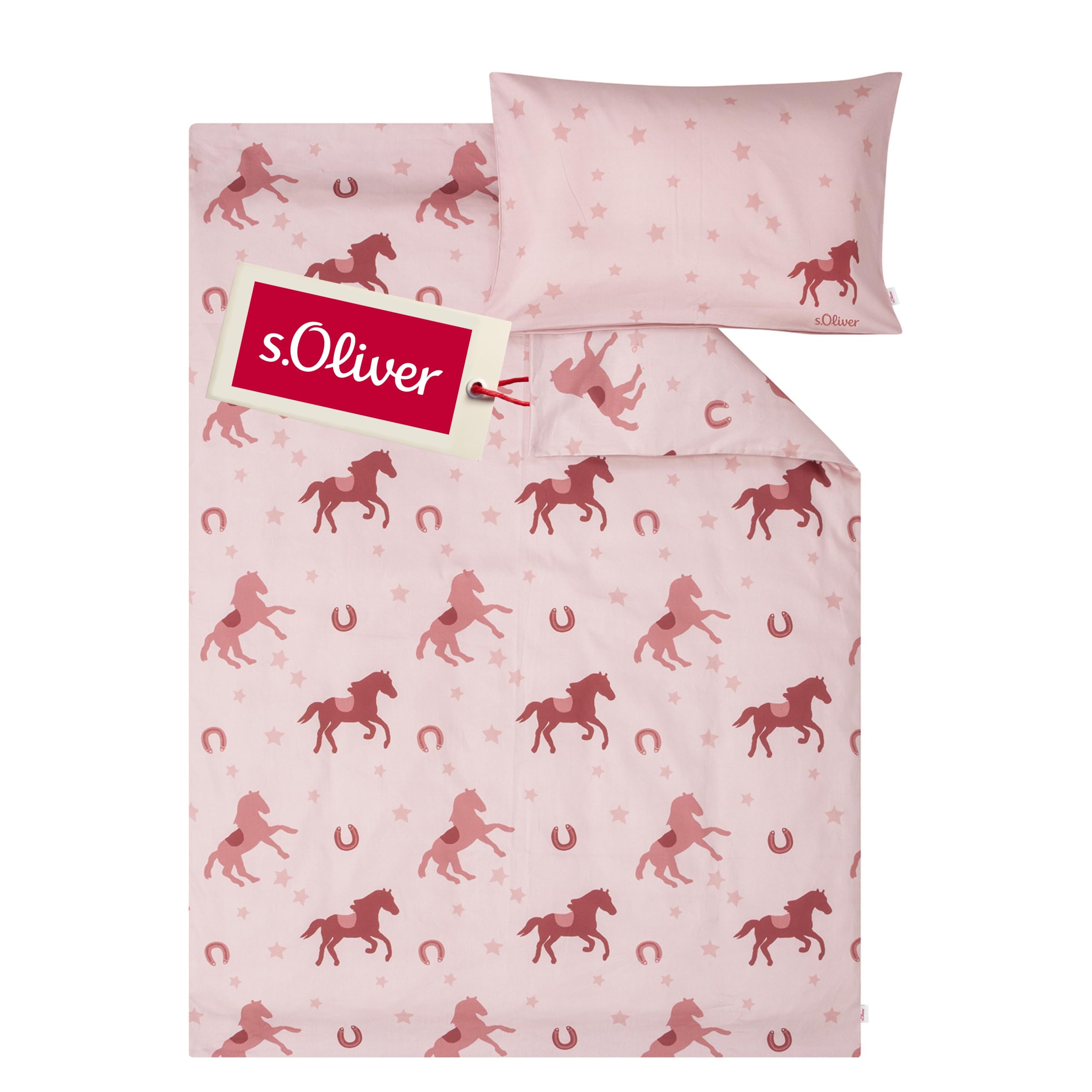Housse de couette cheval rose 100x135 parure de lit coton s.Oliver