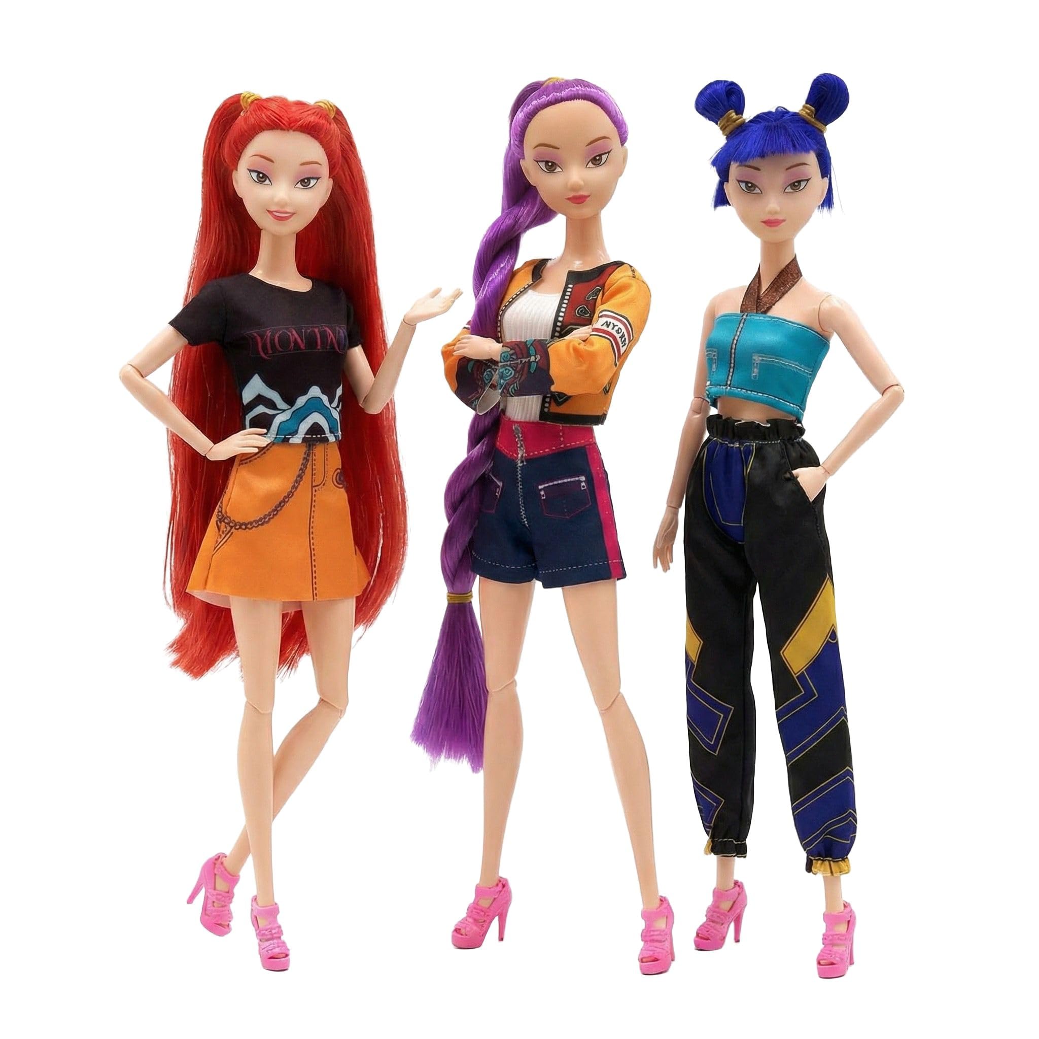 JILLICK 3Pack Demon Hunters Toys Action Dolls Set, 11.5-inch Poseable Dolls with Movable Joints, Collectible Model Toys for Fans and Kids Game Gift