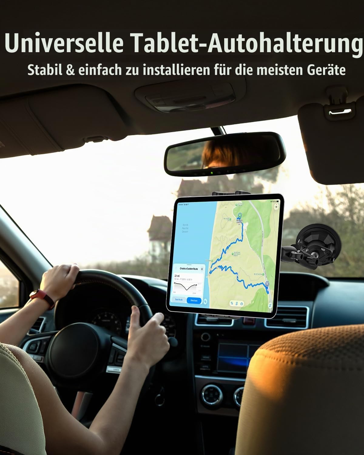 Schwerlast Saugnapf Halter Tablet Halterung Auto - [Doppelt Metall Kugelkopf], PKW/LKW Armaturenbrett Saugnapf Tablethalter Auto, für 4-12,9 Zoll Handy & Tablet, iPad Pro/Air/Mini, iPhone usw