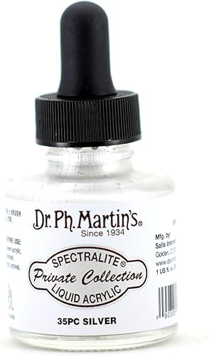 Dr. Ph. Martin's Spectralite Private Collection - Botella de pintura Arcylic (35 piezas) de acrílico líquido, 1.0 onzas, plateado