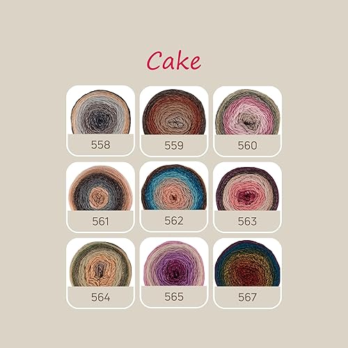 Miniatura 6 de Sensy Cake - Hilo multicolor para manualidades, 5.3 onzas, 525 yardas, para ganchillo y tejido, calibre 3 luz (564)